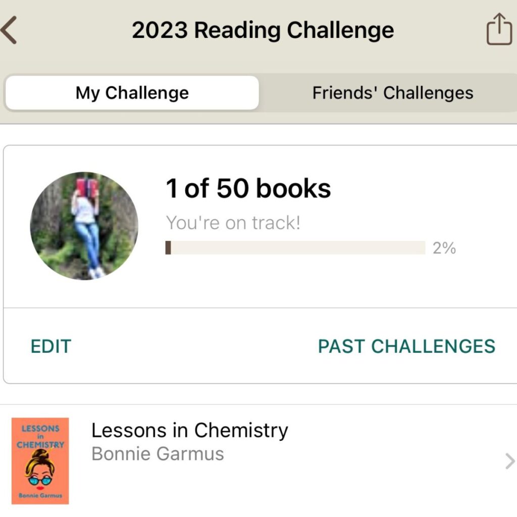 Goodreads reading goal challenge screenshot
