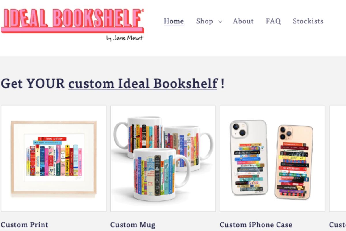 Ideal Bookshelf by Jane Mount bookish shop screenshot