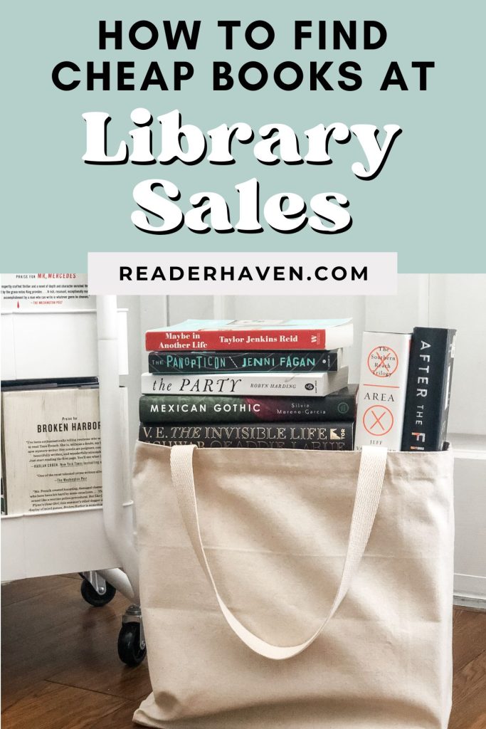 tote bag full of books from library book sales