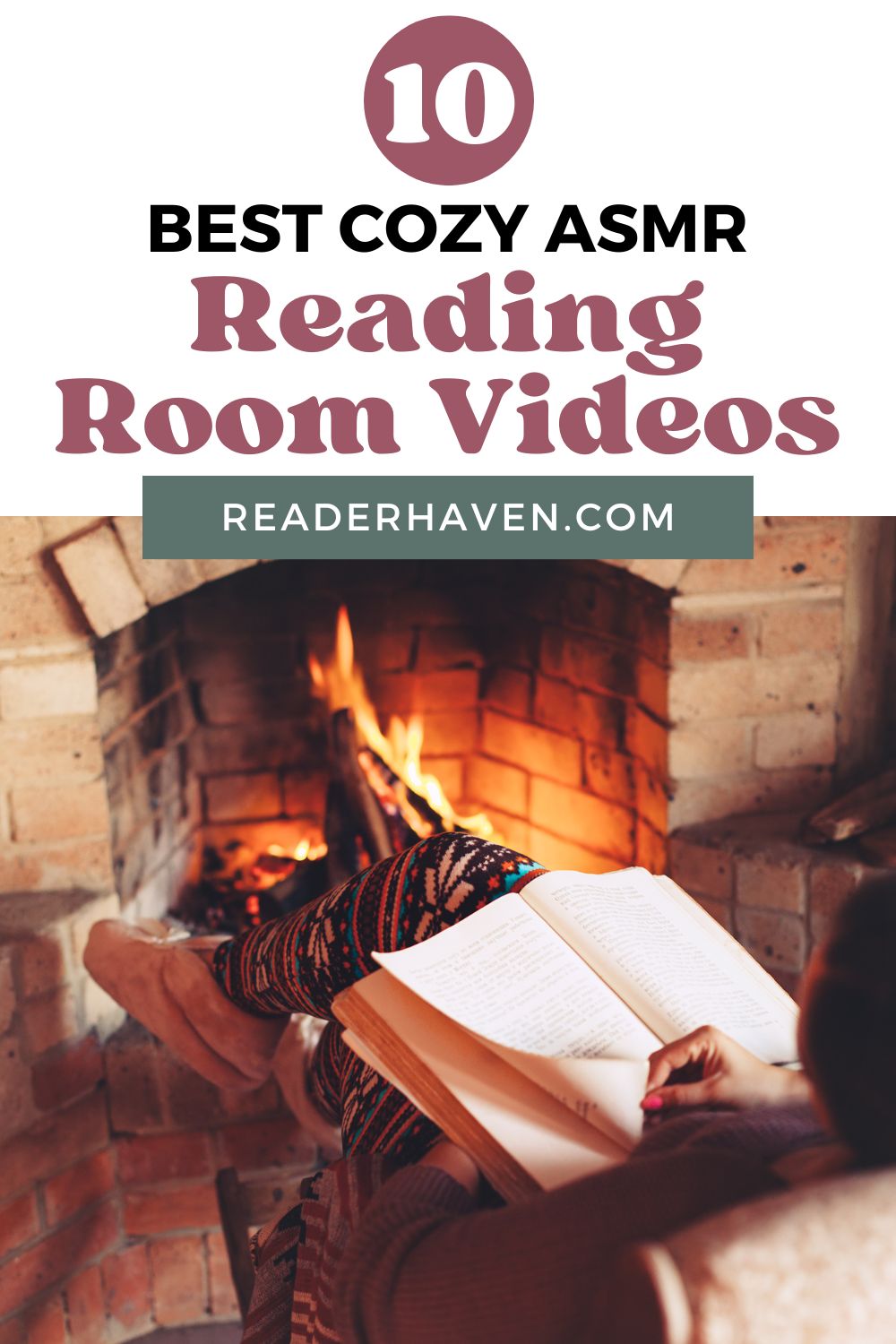 cozy ASMR reading room videos with fireplace