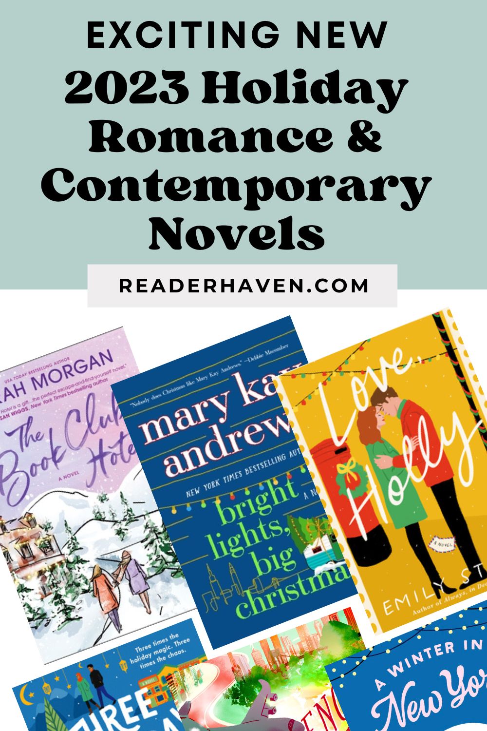 new 2023 holiday romance and contemporary fiction book covers